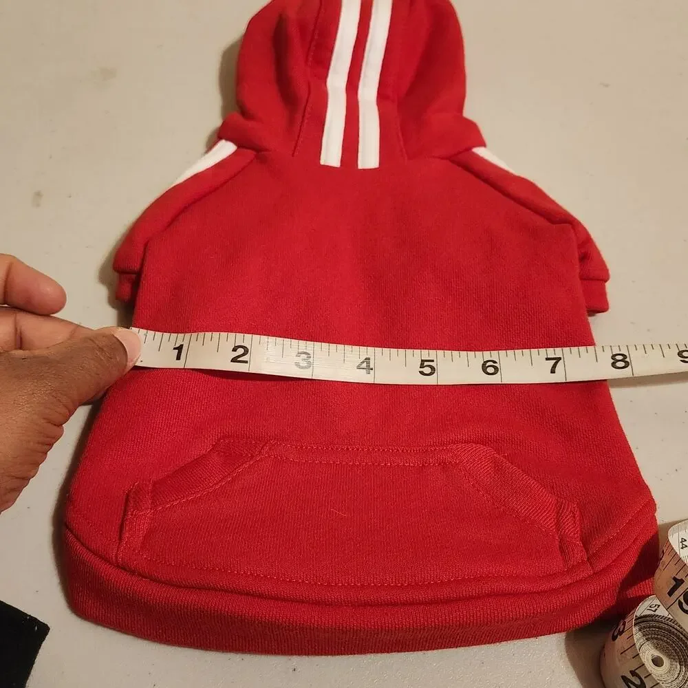 Woof Dog Hoodie Pet Sweater Tiny For Small Dog / Cat Red & White Streetwear Coat